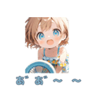 扇風機で「あ゛ー」女の子スタンプ（個別スタンプ：10）