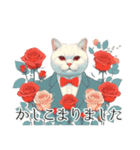 美しい猫とバラのスタンプ（個別スタンプ：2）