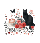 美しい猫とバラのスタンプ（個別スタンプ：3）