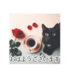 美しい猫とバラのスタンプ（個別スタンプ：4）