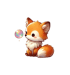 シャボン玉キツネ（個別スタンプ：4）