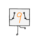 闇数字キャラ(ふかみどり、オレンジ)（個別スタンプ：19）