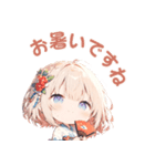 夏の着物×扇子ガールスタンプ（個別スタンプ：1）