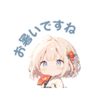 夏の着物×扇子ガールスタンプ（個別スタンプ：3）