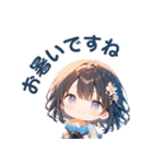 夏の着物×扇子ガールスタンプ（個別スタンプ：4）