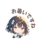 夏の着物×扇子ガールスタンプ（個別スタンプ：5）