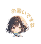 夏の着物×扇子ガールスタンプ（個別スタンプ：6）