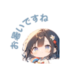 夏の着物×扇子ガールスタンプ（個別スタンプ：7）