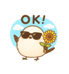 夏バージョン☆お花飾りのシマエナガ（個別スタンプ：3）