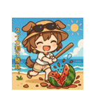 夏あそび！犬耳ちびちゃん（個別スタンプ：1）