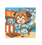 夏あそび！犬耳ちびちゃん（個別スタンプ：18）