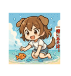 夏あそび！犬耳ちびちゃん（個別スタンプ：30）