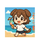 夏あそび！犬耳ちびちゃん（個別スタンプ：35）