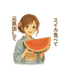 夏にぴったりの着物女子【涼やか＆上品】（個別スタンプ：6）