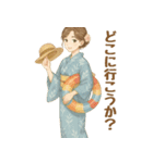 夏にぴったりの着物女子【涼やか＆上品】（個別スタンプ：31）