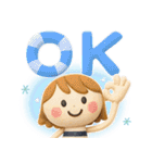 ずっと使える♡3D夏ミルクティ（個別スタンプ：1）