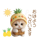 パイナップル帽 スコティッシュ猫 敬語ver（個別スタンプ：1）