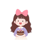 かわいい服を着た長い髪の女の子（NT）（個別スタンプ：1）