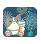 毎日使える！夏の可愛いハチワレコンビ♡（個別スタンプ：3）