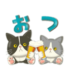 毎日使える！夏の可愛いハチワレコンビ♡（個別スタンプ：12）