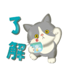 毎日使える！夏の可愛いハチワレコンビ♡（個別スタンプ：25）