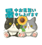 毎日使える！夏の可愛いハチワレコンビ♡（個別スタンプ：32）