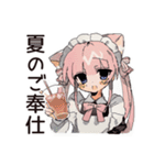 夏のねこみみメイド★レトロ風（個別スタンプ：1）