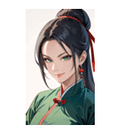 決め顔のカンフー黒髪美女0（個別スタンプ：1）