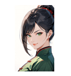 決め顔のカンフー黒髪美女0（個別スタンプ：2）