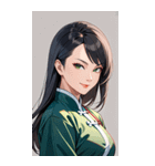 決め顔のカンフー黒髪美女0（個別スタンプ：3）