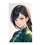 決め顔のカンフー黒髪美女0（個別スタンプ：4）
