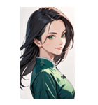 決め顔のカンフー黒髪美女0（個別スタンプ：5）