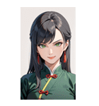 決め顔のカンフー黒髪美女0（個別スタンプ：6）