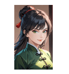 決め顔のカンフー黒髪美女0（個別スタンプ：7）