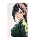 決め顔のカンフー黒髪美女0（個別スタンプ：8）