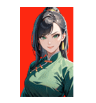 決め顔のカンフー黒髪美女0（個別スタンプ：9）