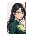 決め顔のカンフー黒髪美女0（個別スタンプ：10）