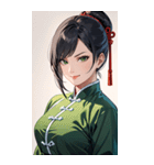 決め顔のカンフー黒髪美女0（個別スタンプ：11）