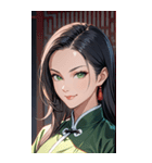 決め顔のカンフー黒髪美女0（個別スタンプ：13）