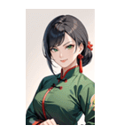 決め顔のカンフー黒髪美女0（個別スタンプ：15）