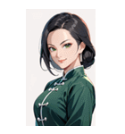 決め顔のカンフー黒髪美女0（個別スタンプ：16）