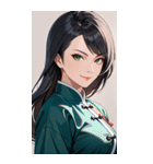 決め顔のカンフー黒髪美女0（個別スタンプ：17）