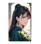 決め顔のカンフー黒髪美女0（個別スタンプ：19）
