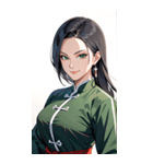 決め顔のカンフー黒髪美女0（個別スタンプ：20）