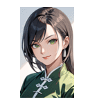決め顔のカンフー黒髪美女0（個別スタンプ：21）
