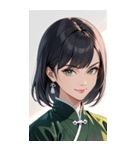 決め顔のカンフー黒髪美女0（個別スタンプ：23）