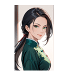 決め顔のカンフー黒髪美女0（個別スタンプ：25）