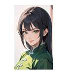 決め顔のカンフー黒髪美女0（個別スタンプ：27）