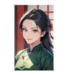 決め顔のカンフー黒髪美女0（個別スタンプ：28）