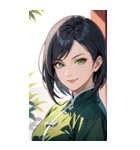 決め顔のカンフー黒髪美女0（個別スタンプ：29）